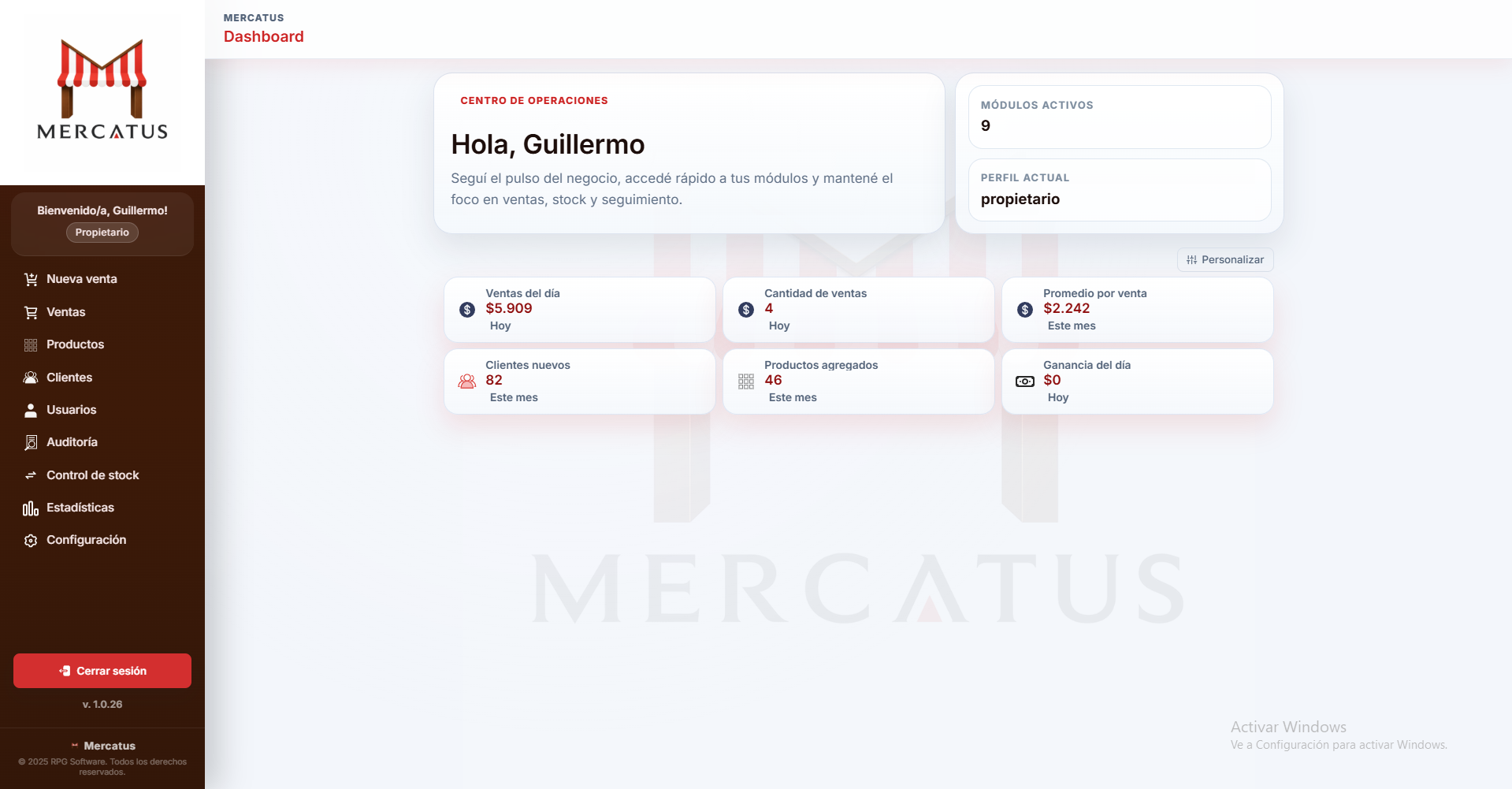 Dashboard de Mercatus